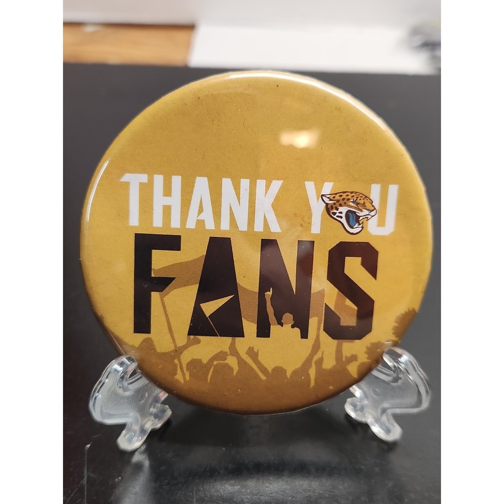 Jacksonville Jaguars Pinback Button Thank You Fans Promo 3 Inch Round NFL Gold